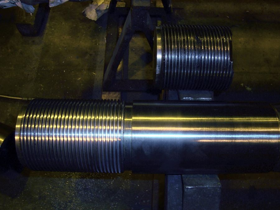 Tie bar resting on stands in the TWS workshop